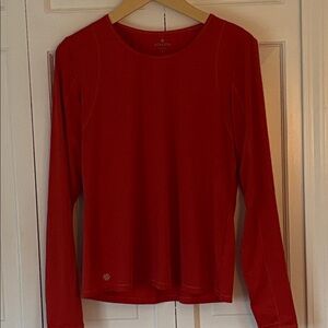 Athleta Vibrant Orange Long-Sleeve Crew Performance Top cut out back